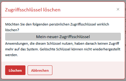Bestätigungsdialog zum Löschen eines PATs