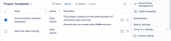 Import / Export of templates