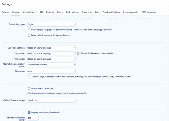 Global Settings (Display)