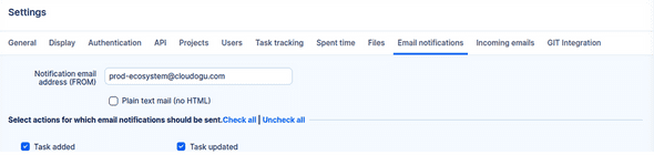 Global Settings (Email Notifications)