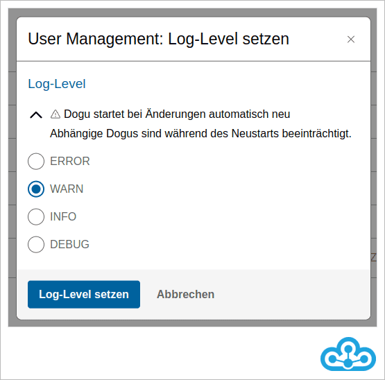 Dogu Management: Auswahl Log-Level